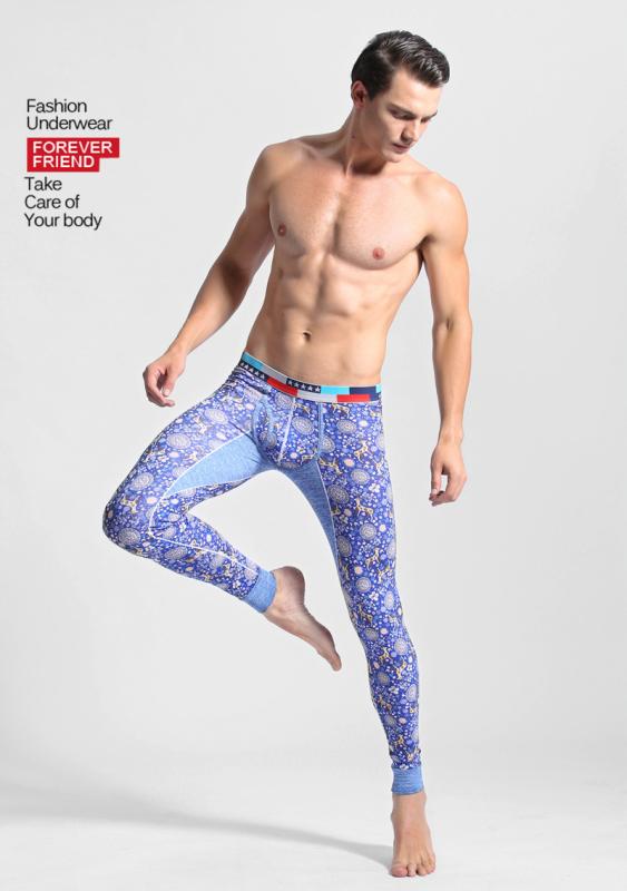 メンズ 全棉 保温パンツ 秋冬 レギンス スパッツ 九分丈 男性用 コットン 95% 暖かい インナー M L XL XXL サイズ ローズレッド ブルー(x3)