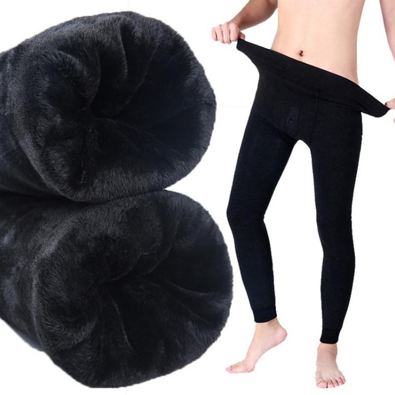 パンツ 男性用 防寒 裏起毛 あったか レギンス 伸縮性 9分丈 ポリエステル ブラック 秋冬 部屋着 普段使い