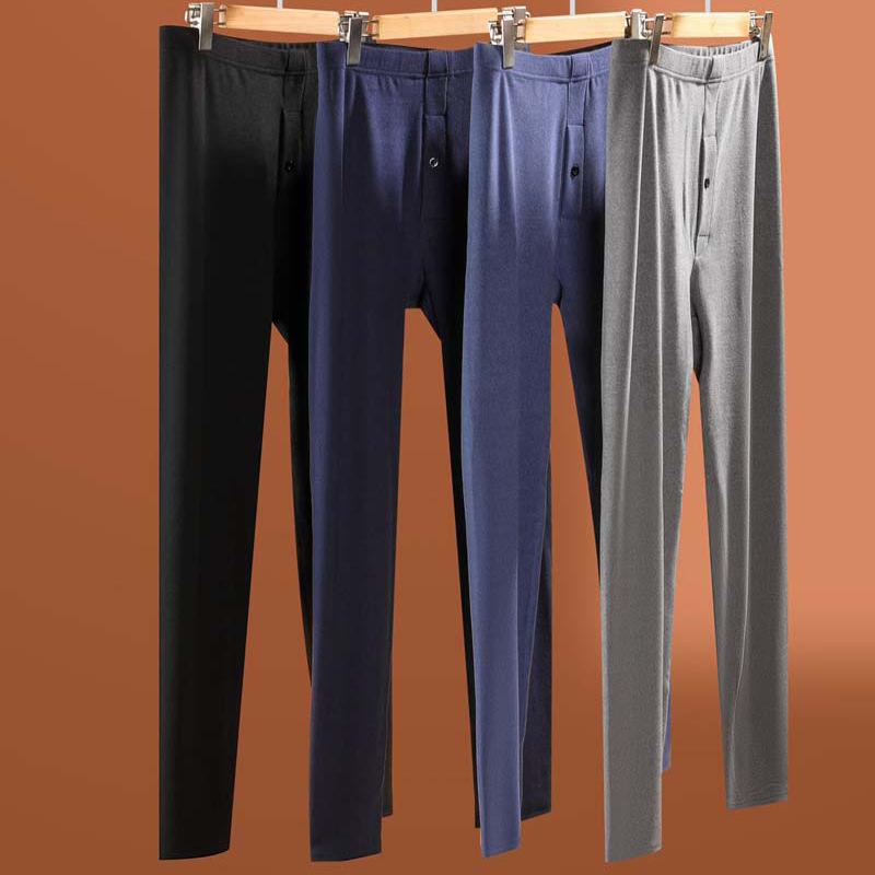 メンズ 秋用 保温パンツ ポリエステル素材 レギンス スパッツ 厚手 ダークグレー 濃紺 ブルーグレー グレー(x2)