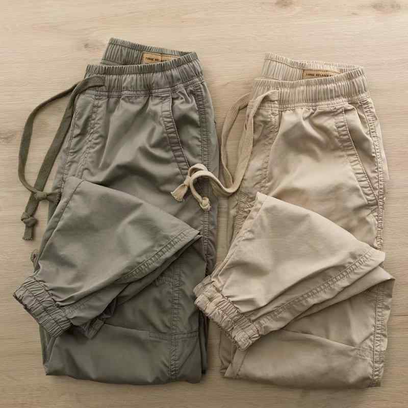 パンツ 男性用 ワークパンツ カーゴパンツ 9分丈 テーパードパンツ ゆったりめ レトロ ヒップホップ 無地 秋冬 普段使い 部屋着 ライトグリーン カーキ
