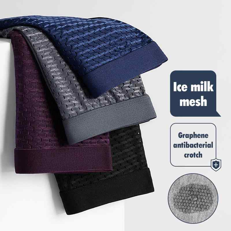 パンツ メンズ 男性用 接触冷感 インナー 接触冷感 メッシュ 通気性 ポリエステル ボクサーパンツ 黒 ブラック 紺 ネイビー グレー 大きいサイズ(x2)