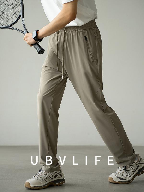 パンツ メンズ スポーツ 接触冷感 速乾性 ストレッチ ストレートパンツ スポーティ 薄手 ズボン 男性用 カーキ ダークグレー