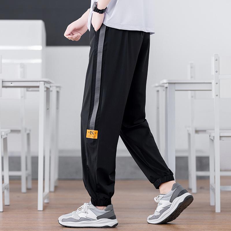 Rakuten - パンツ 男性用 接触冷感 薄手 リラックスパンツ スポーツウェア 普段使い ズボン ブラック系(x2)
