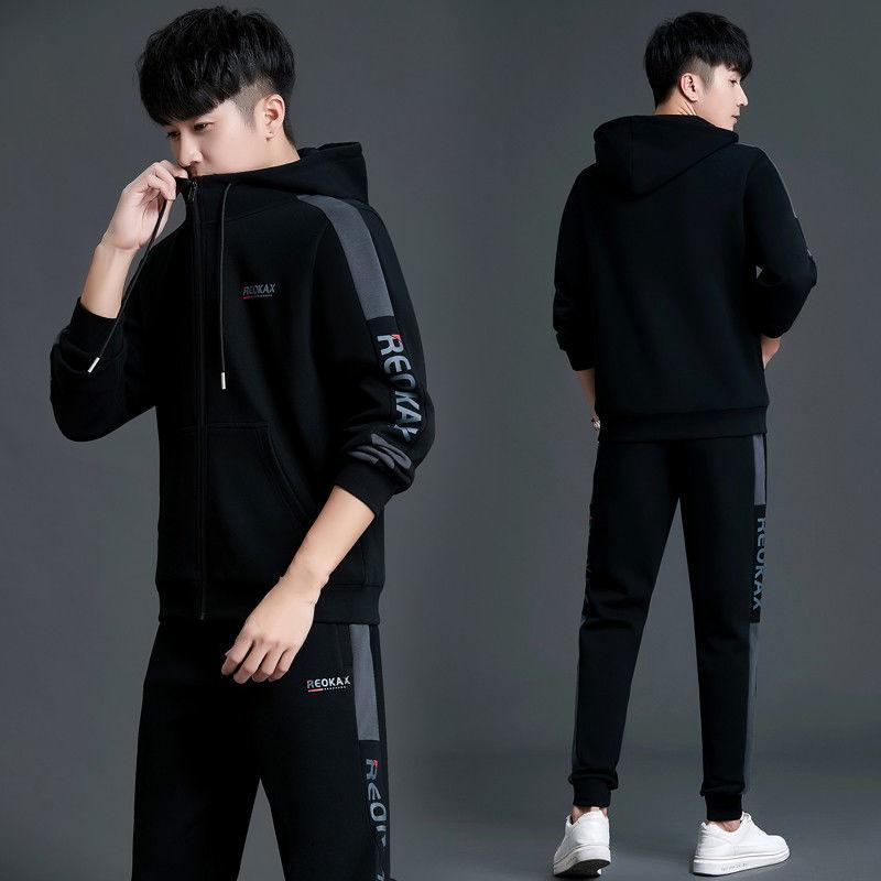メンズ スポーツウェア セットアップ ジャージ 上下セット 運動着 普段使い 部屋着 長袖 ポリエステル フード付き ブラック グレー カーキ グリーン
