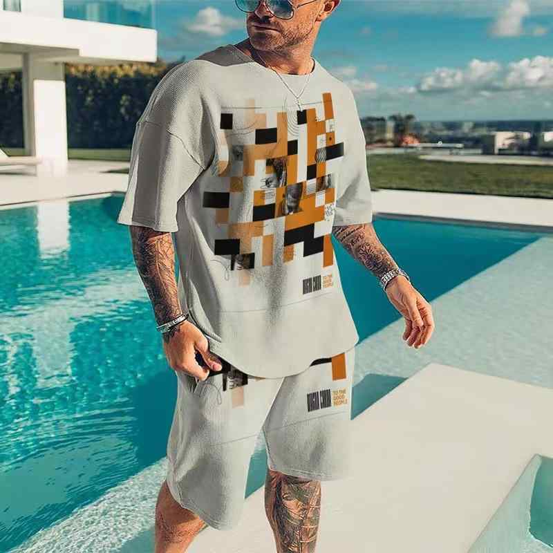 Rakuten - Tシャツ メンズ 男性用 半袖 3Dプリント ショートパンツ 上下セット 運動着 スポーツウェア カジュアル ルームウェア 大きいサイズ