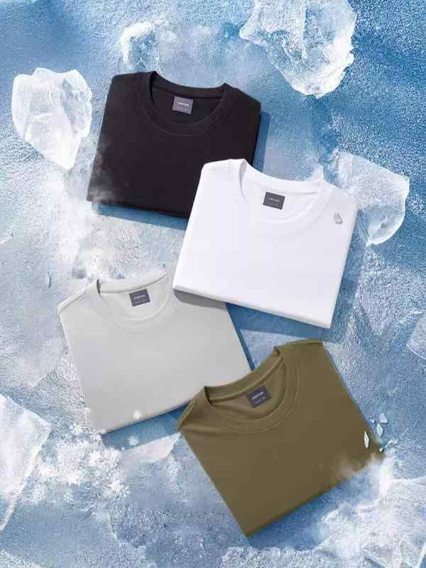 Long-Sleeved - Tシャツ メンズ 男性用 薄手 接触冷感 吸湿速乾 無地 半袖 スポーツウェア 普段使い 部屋着 カットソー トップス(x2)