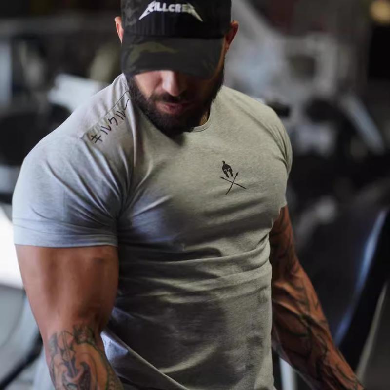 Tシャツ 男性用 スリムフィット トレーニングウェア アウトドア スポーツウェア 半袖 薄手 無地 丸首 カットソー トップス 綿 白 赤 グ..
