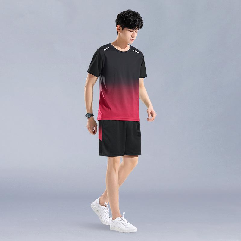 スポーツウェア メンズ 上下セット 半袖 Tシャツ ハーフパンツ 接触冷感 吸湿速乾 トレーニング ランニングウェア 黒 グレー ブラック グリーン ブルー レッド ポリエステル