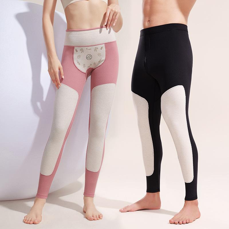 レギンス 男性用 女性用 ウール 絹 混紡 ハイウエスト 保温 伸縮性 ロング丈 インナー 厚手 あったか ..