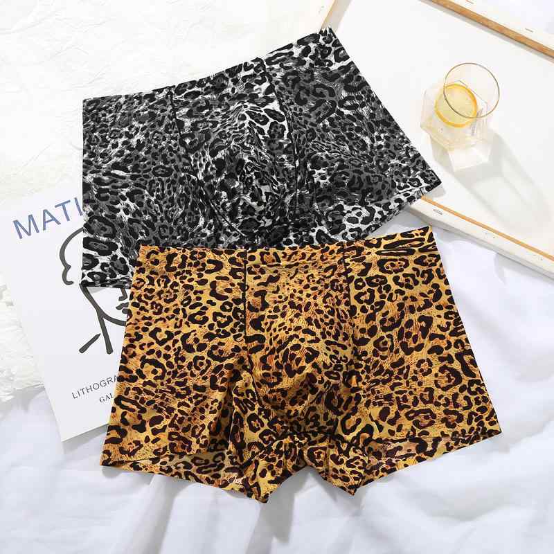 下着 メンズ 男性用 ボクサーパンツ ヒョウ柄 ゼブラ柄 アニマル柄 接触冷感 通気性 無縫製 U字 ポリエステル 綿 中腰 黄色 黒 M L XL XXL(x2)