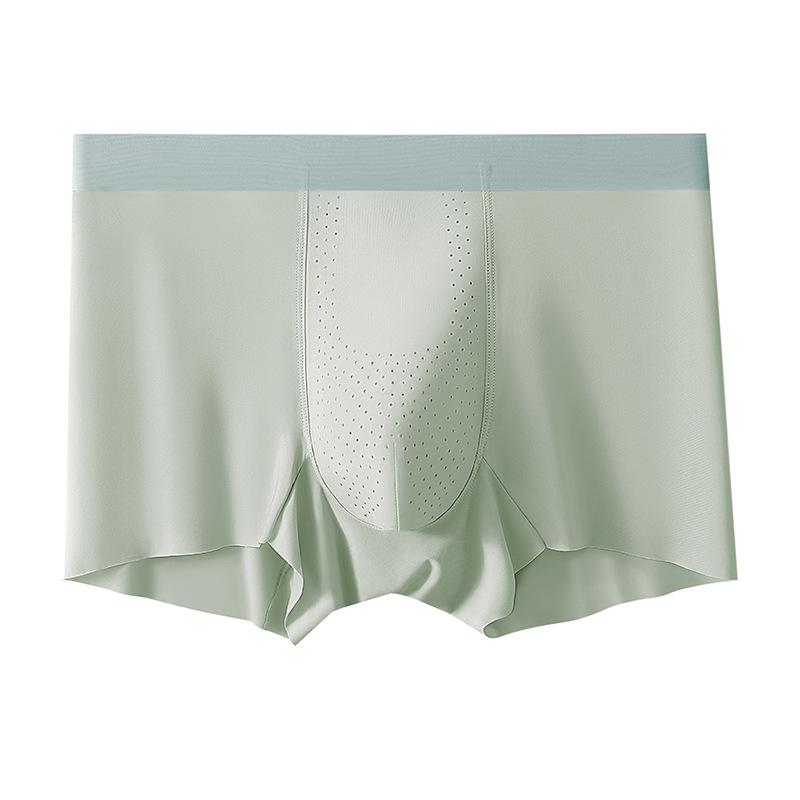 メンズ ボクサーパンツ 男性用 接触冷感 無縫製 シームレス ショーツ 吸湿速乾 通気性 蚕糸 春夏秋冬 浅緑 浅粉 浅灰 中灰 ブルー