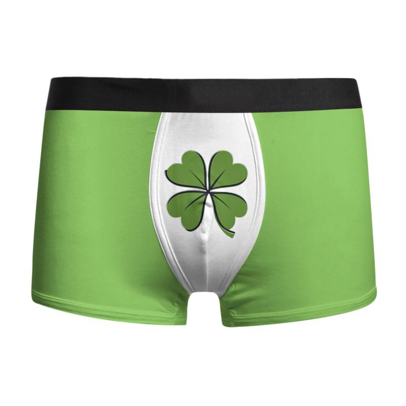 メンズ 下着 男性用 ボクサーパンツ ローライズ ポリエステル 迷彩 柄 通気性 四つ葉 クローバー プリント