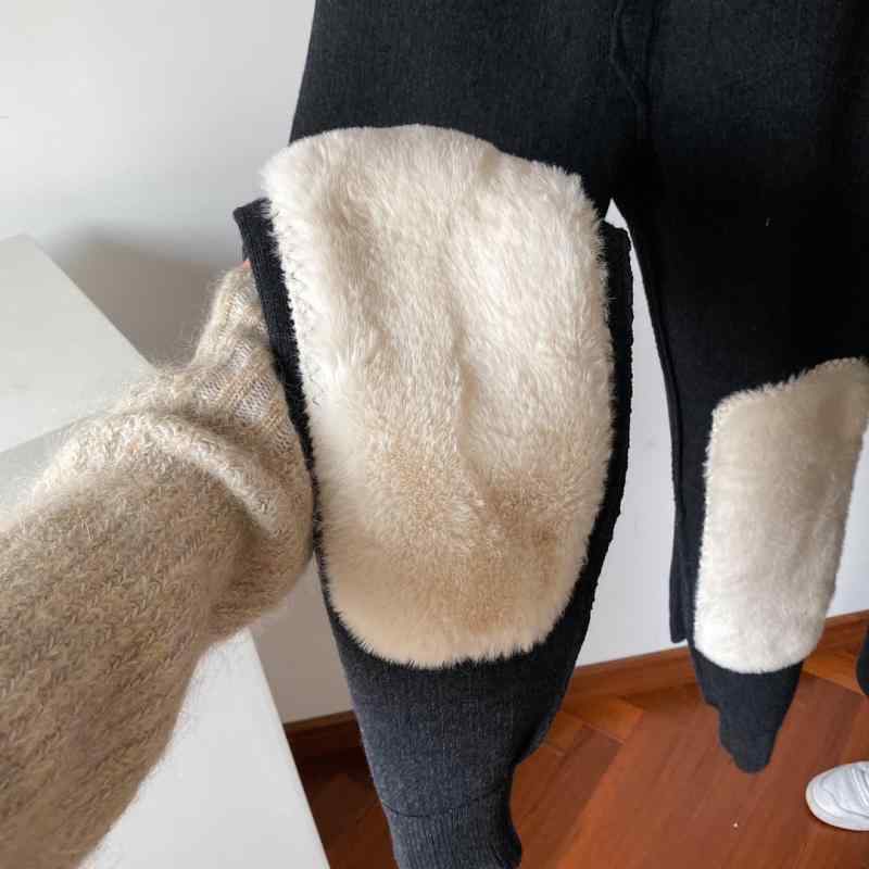 パンツ 男女兼用 羊毛 裏起毛 あったか インナー ロングパンツ 膝当て 腰当て付き ミドルエイジ 普段使い 防寒 深グレー