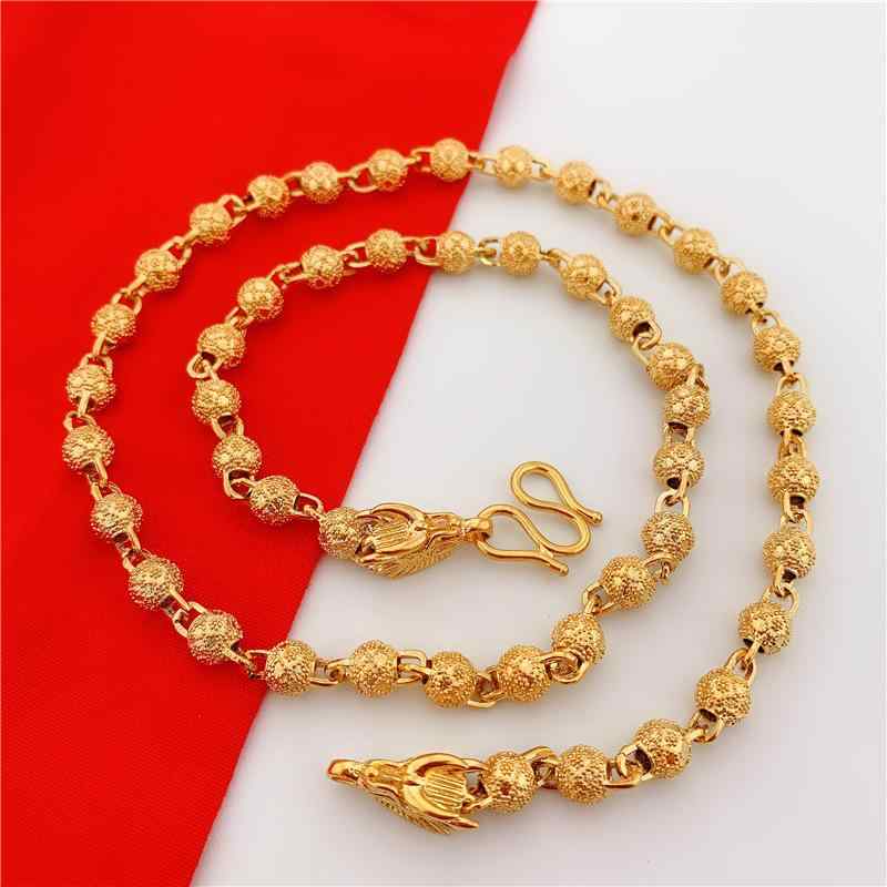 ネックレス メンズ 男性用 砂金 龙头 24K 電気メッキ加工 菱形1