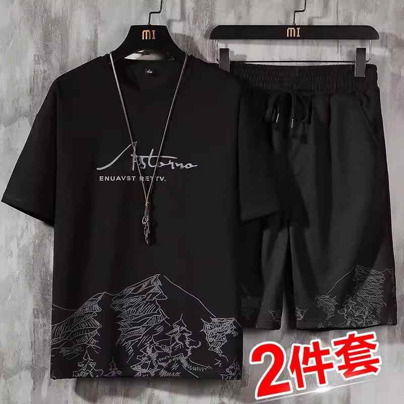 メンズ スポーツウェア 上下セット 半袖 Tシャツ ハーフパンツ 薄手 運動着 部屋着 リラックスウェア 綿混紡 ブラック ホワイト スポーティー カジュアル