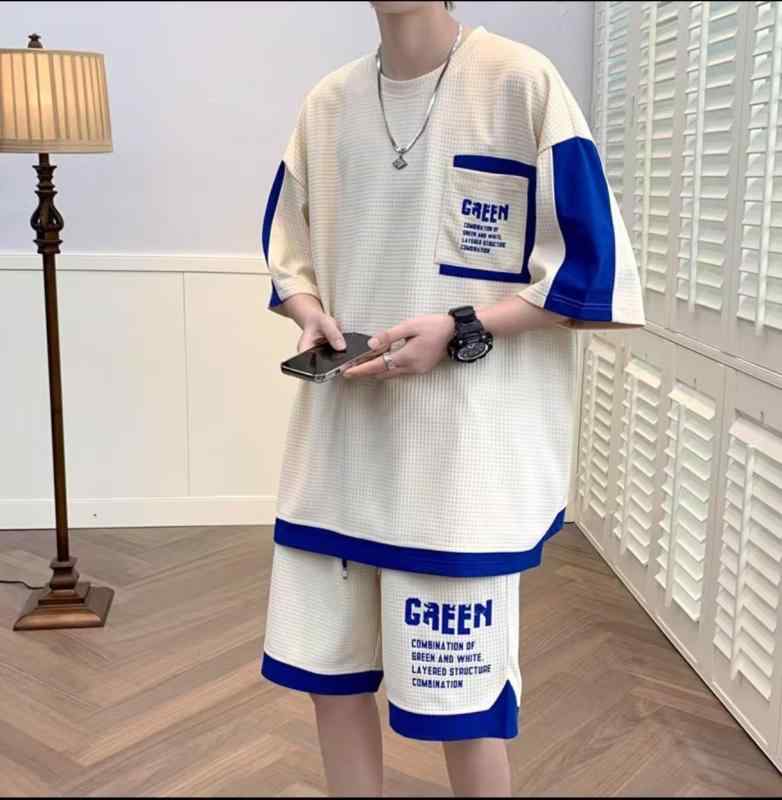 セットアップ メンズ 男性用 運動着 半袖Tシャツ ハーフパンツ ポリエステル混紡 カジュアル 普段使い ブラック ホワイト ブラウン ブルー 大きいサイズ