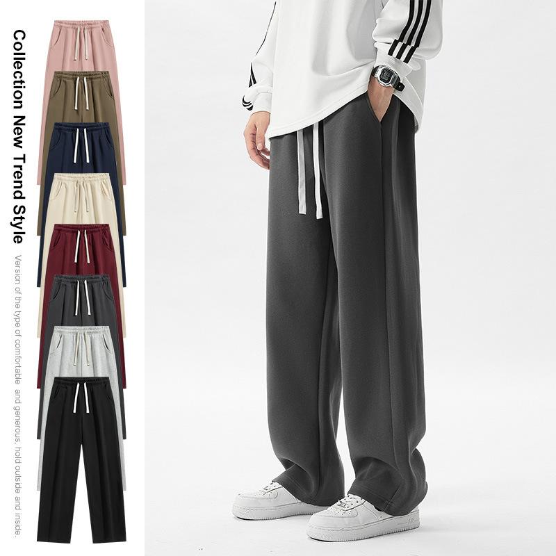 パンツ メンズ 男性用 スウェットパンツ ジャージパンツ ストレート 薄手 高弾性 春秋 部屋着 普段使い 浅グレー 深グレー ブラック ピンク系 ワインレッド