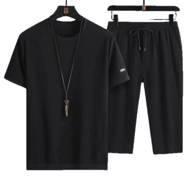 メンズ 接触冷感 スポーツウェア セットアップ 半袖Tシャツ 7分丈パンツ 上下セッ...