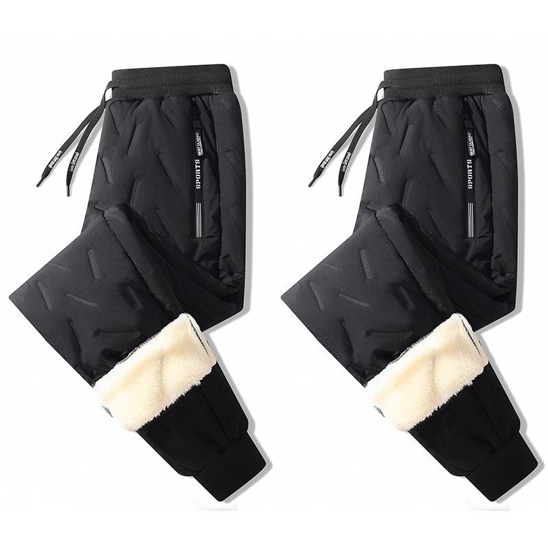 パンツ 男性用 羊毛 厚手 防寒 ズボン 防風 防雨 裏起毛 ゆったり 冬 スポーツ 長ズボン ストレート 黒..