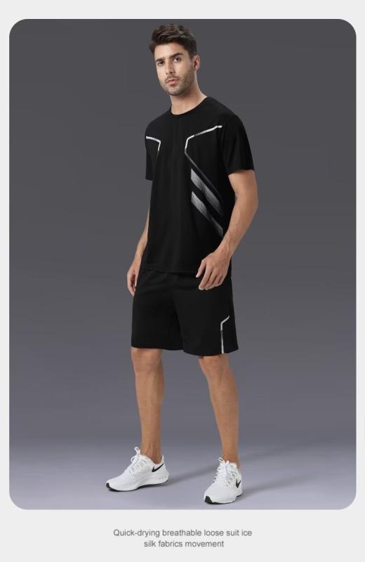 スポーツウェア メンズ 上下セット 夏用 半袖Tシャツ ハーフパンツ 2点セット 運動着 ルームウェア 普段使い ポリエステル ブラック グレー ホワイト M L XL 2XL 3XL 4XL 5XL・カテゴリ: メンズカジュアルセットアッ...