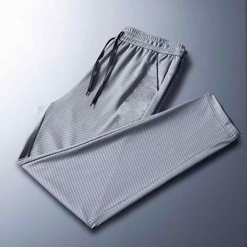パンツ 男性用 接触冷感 テーパードパンツ スポーツ ウェア 薄手 無地 ポリエステル イージーパンツ リラックス 9分丈 ストレート ブラック グレー