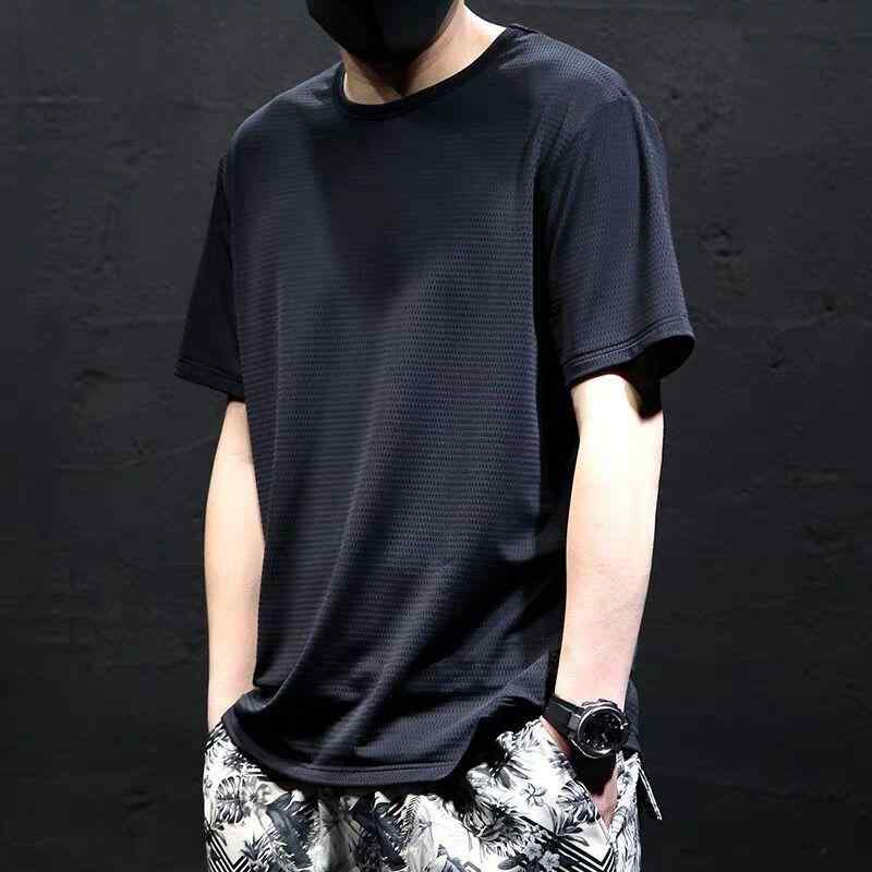 Tシャツ メンズ 男性用 接触冷感 メッシュ 半袖 Tシャツ トップス 丸首 無地 ゆったり 大きいサイズ 通気性 スポーツ ウェア カジュアル スタイル 春夏