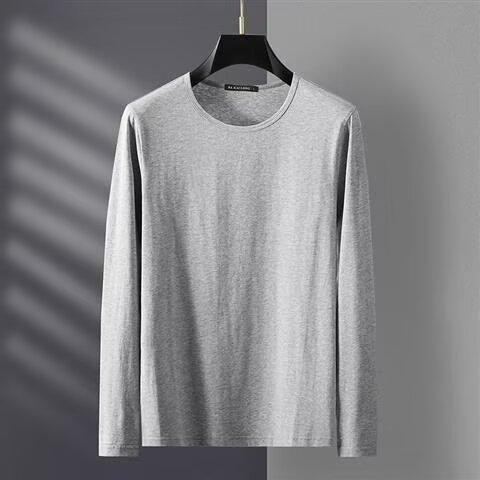 Rakuten - Tシャツ メンズ 長袖 トップス インナーウェア カットソー ラウンドネック ポリエステル 普段使い 薄手 伸縮性 ブラック ホワイト グレー ネイビー ワインレッド M L XL 2XL 3XL 4XL 5XL 春秋冬
