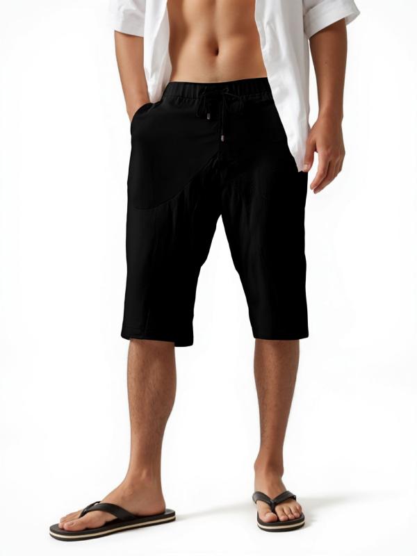 パンツ メンズ 男性用 7分丈 コットン リネン 混紡 イージーパンツ カジュアル ゆったり カーキ ブルー ブラック ホワイト グリーン・カテゴリ: スポーツカジュアルパンツ・・パンツの種類: 多ポケットパンツ・パンツの長さ: 7分丈・股...