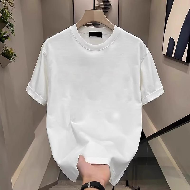Rakuten - Tシャツ メンズ 男性用 半袖 コットン プリントTシャツ カットソー 丸首 スリムタイプ 春夏 日常着 ブラック ホワイト系