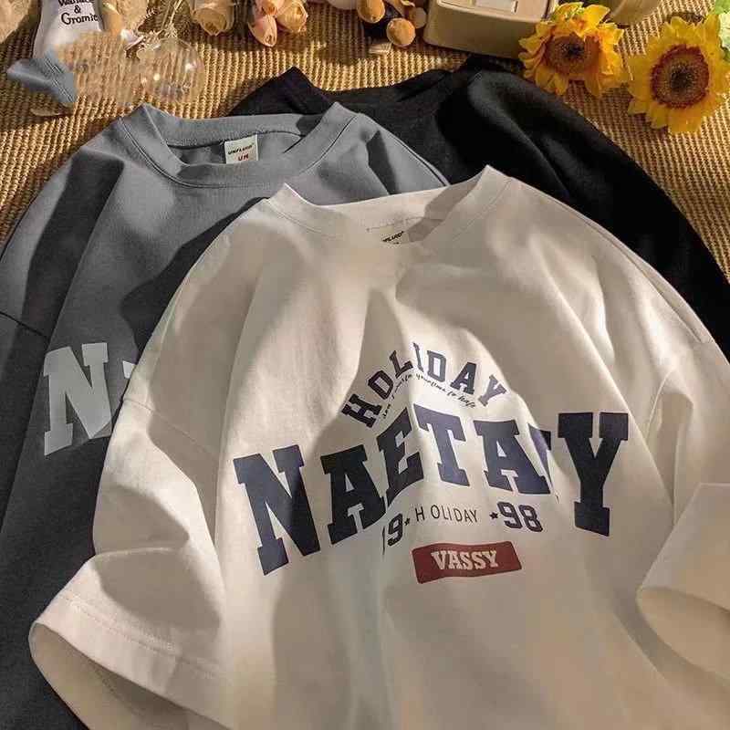 Tシャツ 男性用 アメリカン ретро 綿 半袖 トップス 夏物 港風 ストリート系 カップル ルーズ ドロップショルダー