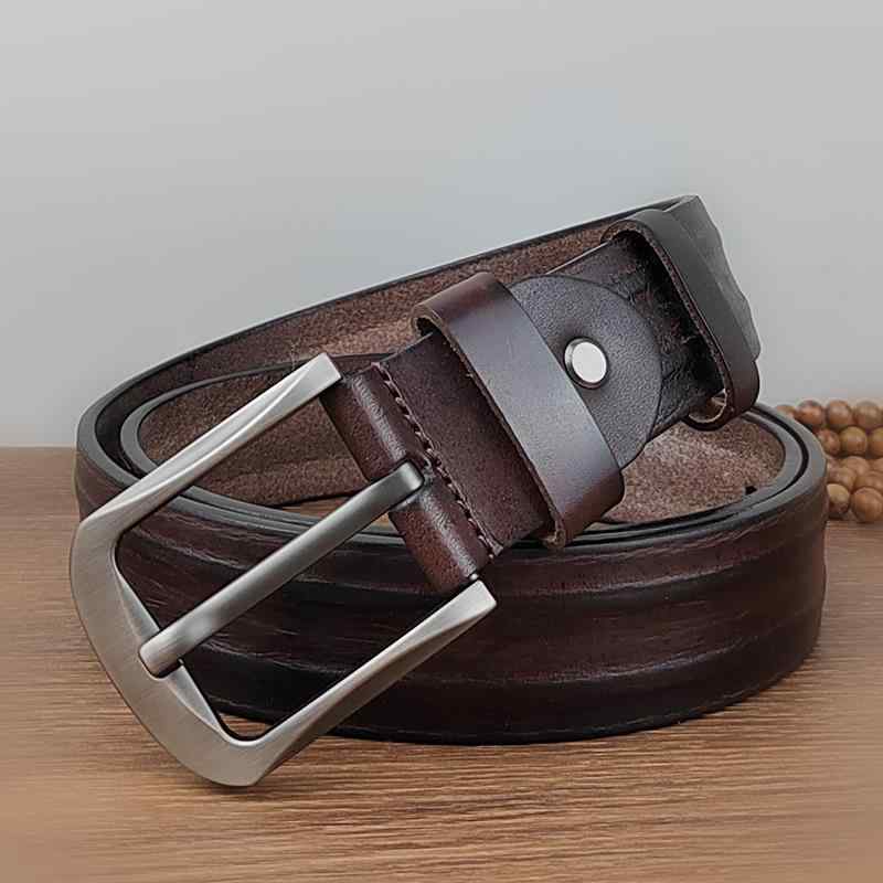 ベルト 男性用 革 レザー 牛革 カジュアル ビジネス 普段使い 水洗い ウォッシュ加工 ヴィンテージ レトロ ブラック ブラウン ベージュ