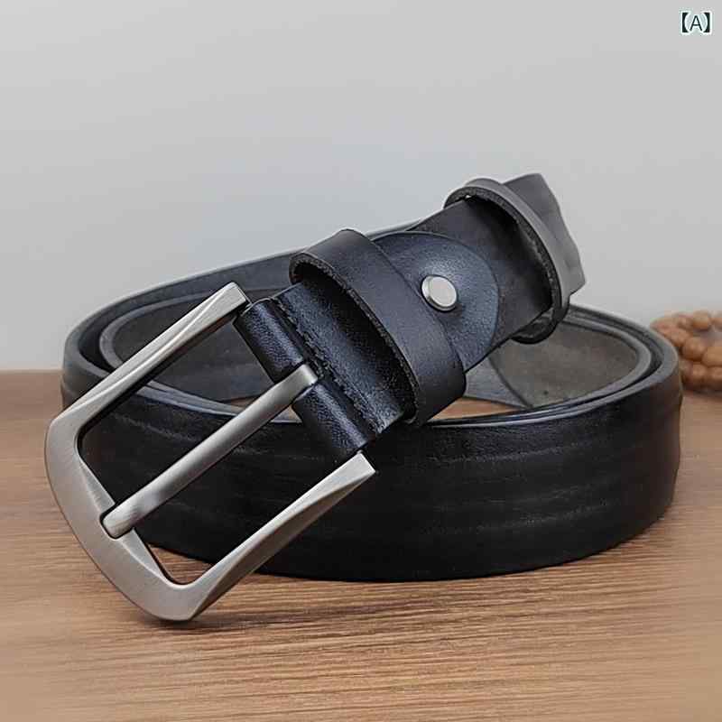 LINEAR shopのベルト 男性用 革 レザー 牛革 カジュアル ビジネス 普段使い 水洗い ウォッシュ加工 ヴィンテージ レトロ ブラック ブラウン ベージュ｜アングル2