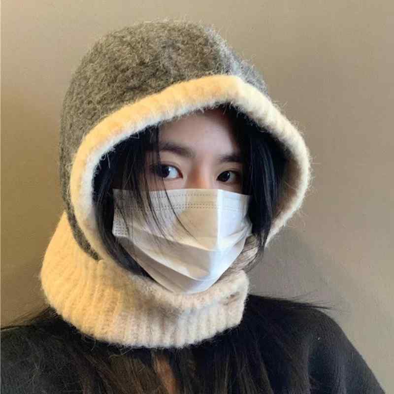 ニット帽 レディース メンズ 秋冬 防寒 保温 ネックウォーマー 一体型 イヤーマフ ビーニー カップル ..