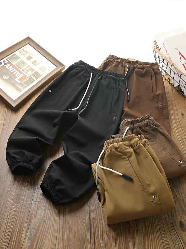 パンツ キッズ 男の子 長ズボン 春秋 中大童 子供 ズボン 韓国 カジュアル 伸縮性 ウエストゴム 普段着 ポリエステル ブラック ブラウン ベージュ 110 120 130 140 150 160 170