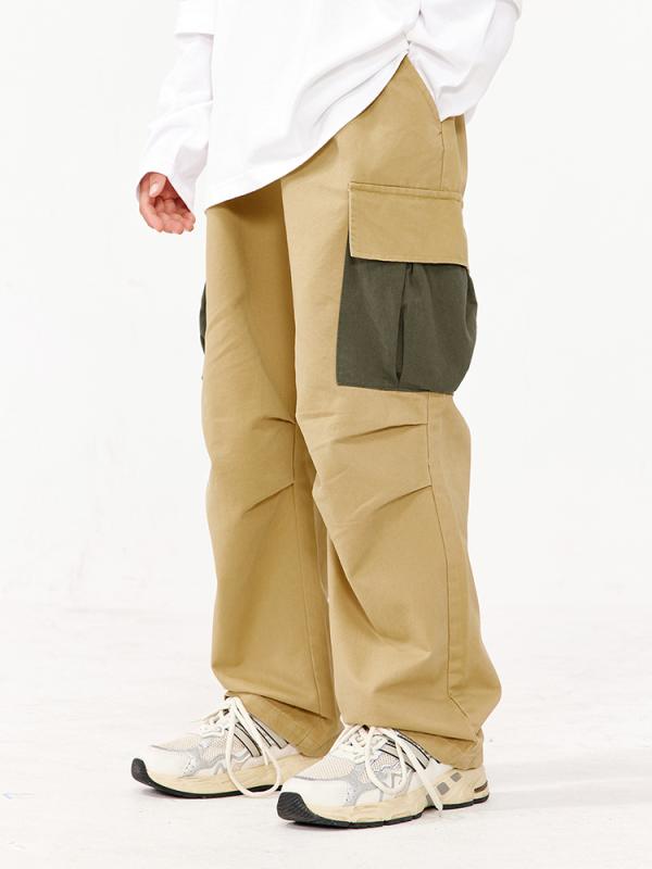 キッズ カーゴパンツ ゆったり 長ズボン 中 крупный 子供 服 コットン ミリタリー カーキ ベージュ 秋