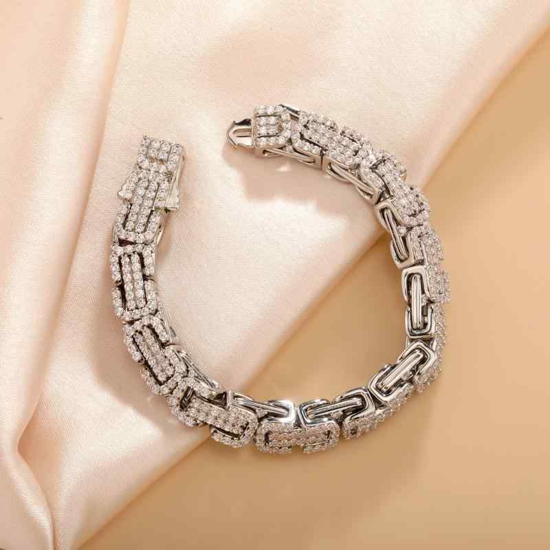 ブレスレット 男性用 銅製 ジルコニア 竜骨チェーン 7インチ 8インチ 個性派 ゴールド シルバー 手飾り