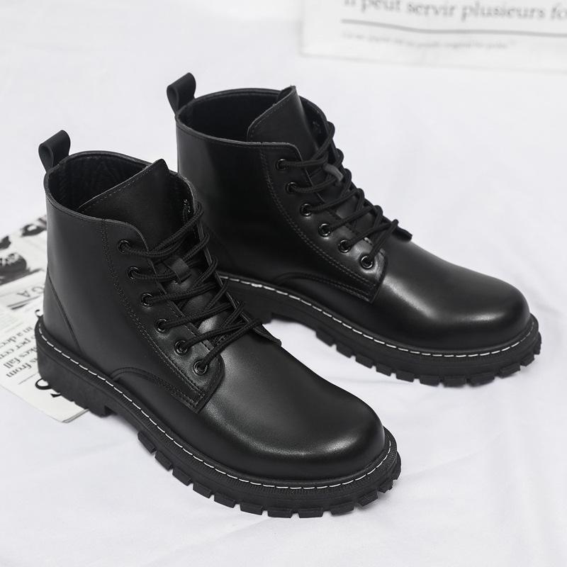 ブーツ 男性用 メンズ レースアップブーツ 防水 防滑 ワークブーツ ラウンドトゥ レザー ブラック 黒 ..