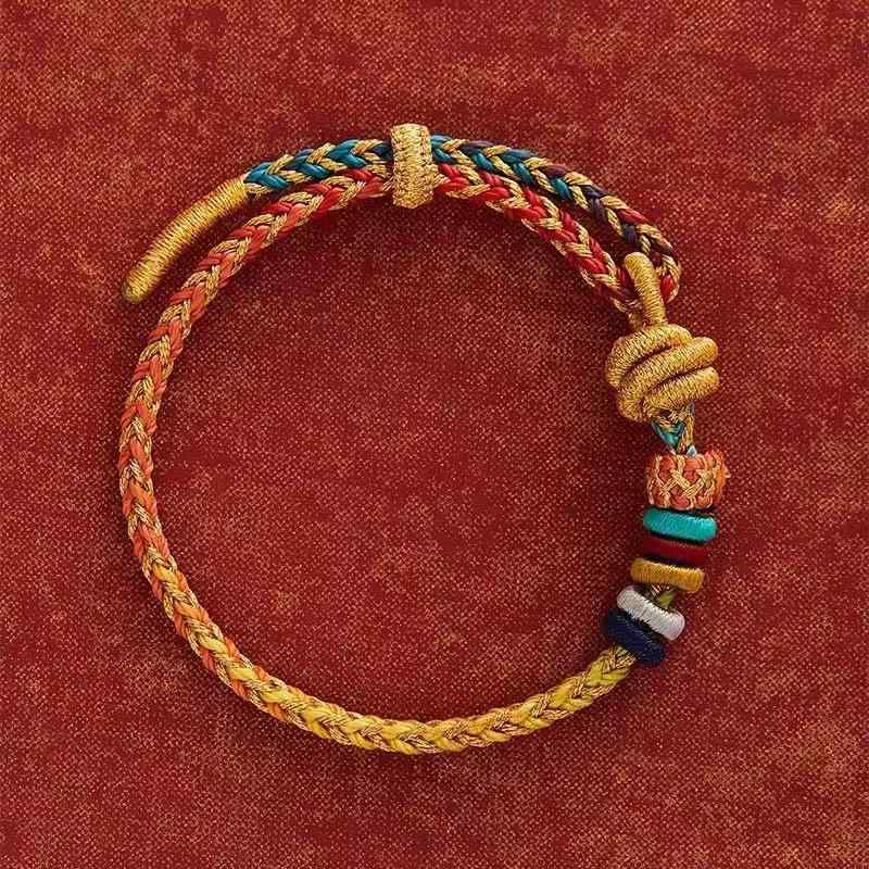 ブレスレット 男女兼用 竜 龍 本命年 赤 レッド 調整可能 ハンドメイド エスニック アジアン テイスト