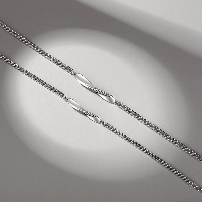 ブレスレット ペア 韓国 モビウス シルバー925 無限マーク 幾何学模様 記念日 ギフト 電気メッキ加工 カップル