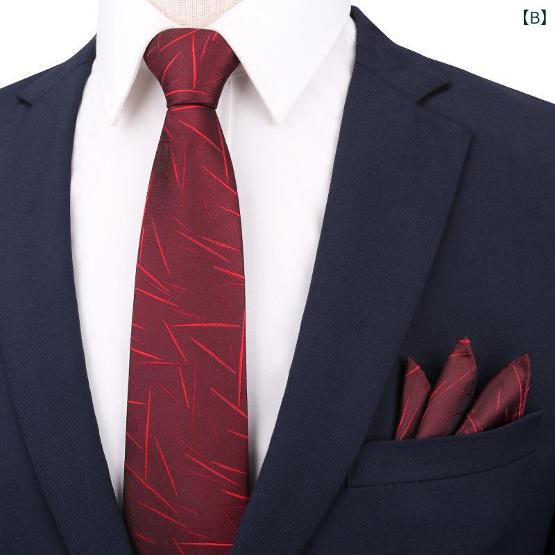 領帶 男性用 フォーマル ビジネス ポケットチーフ セット バーガンディ 結婚式 ウエディング 幾何学模様 ポリエステル エレガント