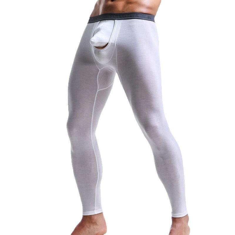 ズボン下 男性用 保温 インナー 薄手 レギンス 再生繊維 あったか素材 スリムフィット 無地 ホワイト ..
