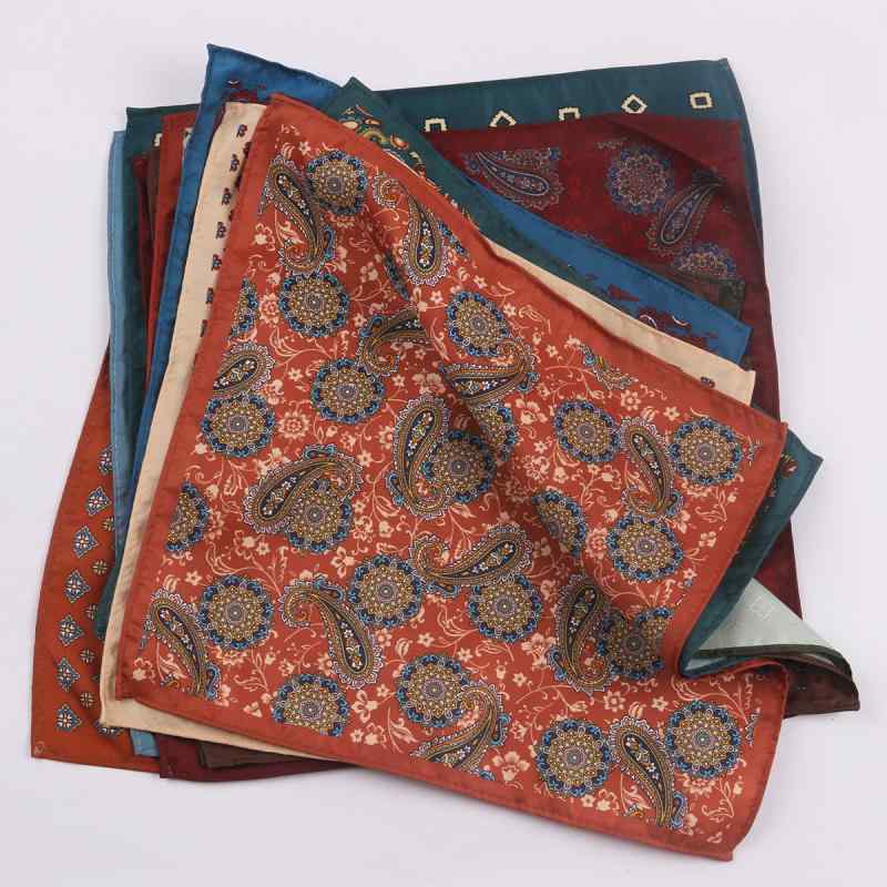 ポケットチーフ 男性用 スカーフ 花柄 ハンカチ フォーマル ビジネス レトロ クラシック おしゃれ(x2)