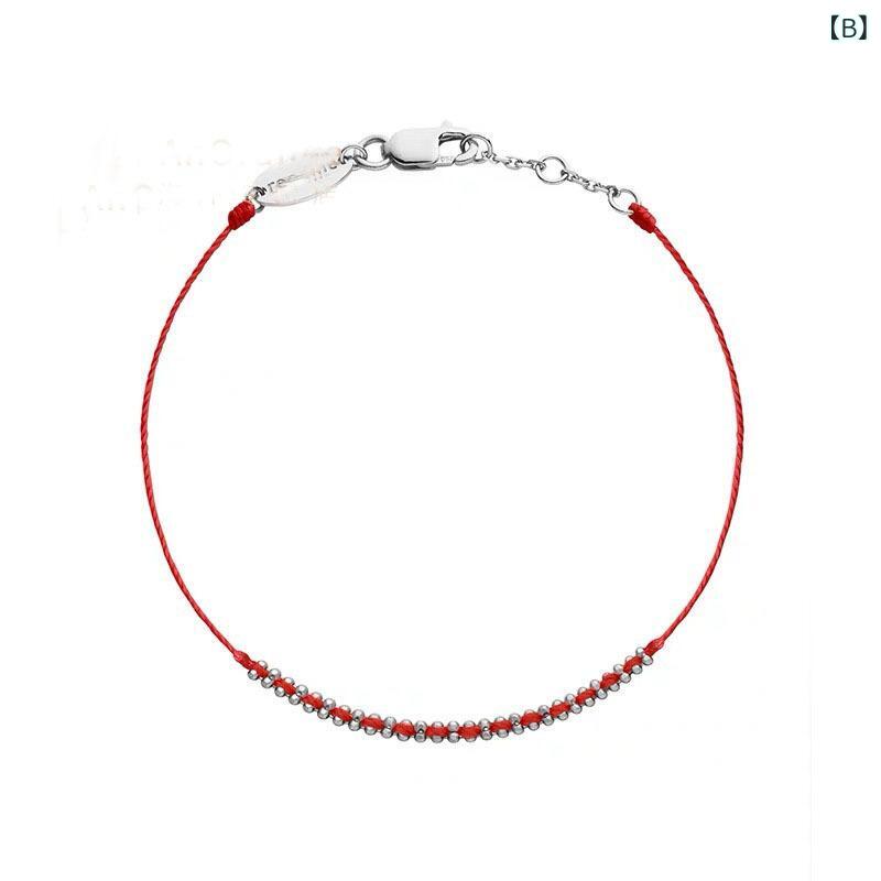 ブレスレット 男女兼用 赤紐 ゴールドカラー ラッキーアイテム ジルコニア 編み込み 幾何学模様 森ガール かわいい 清新 甘美 周年 記念日 電気メッキ加工