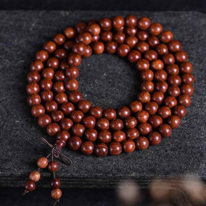 ブレスレット 男性用 女性用 南米紅木 108玉 木製 念珠 平安守 お守り アクセサリー