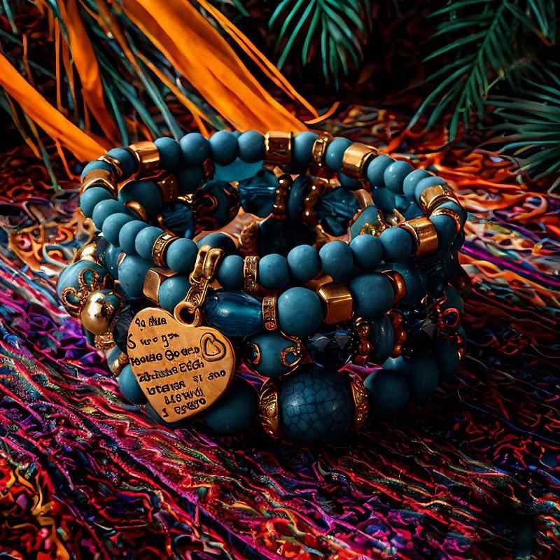 ブレスレット レディース メンズ ボヘミアン 民族風 手編み 瑠璃 ビーズ 多層 スタック おしゃれ かわいい アクセサリー 雑貨