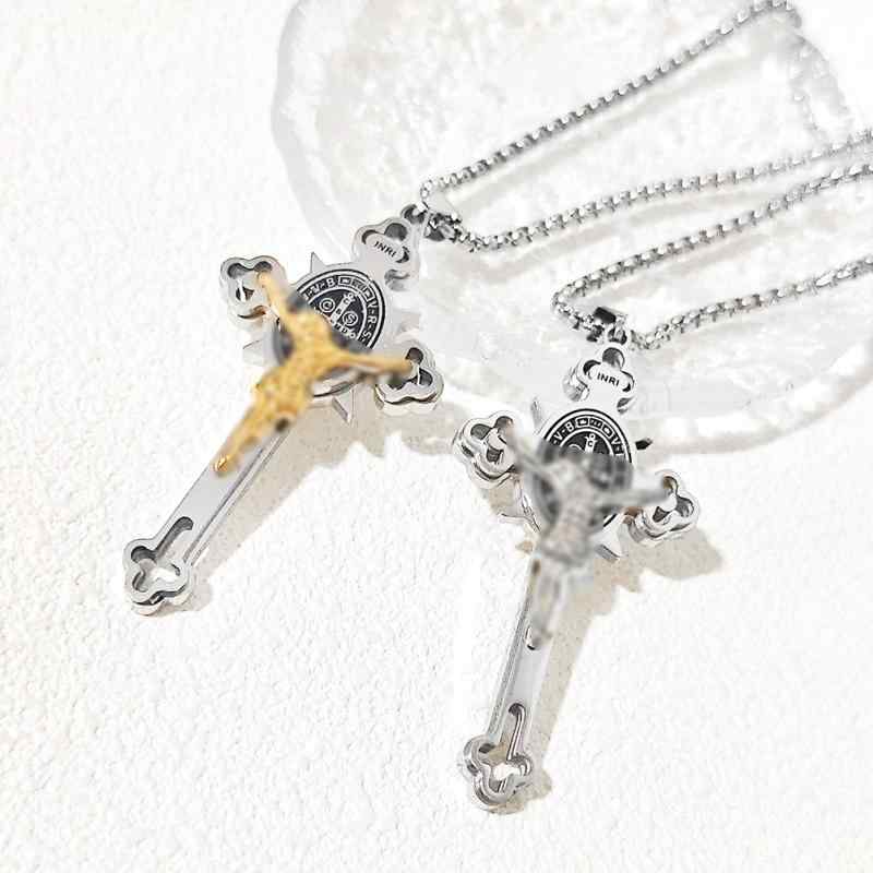 ネックレス メンズ パンク風 クロス 幾何学模様 チタン鋼 チョーカー ヒップホップ ストリート カジュ..