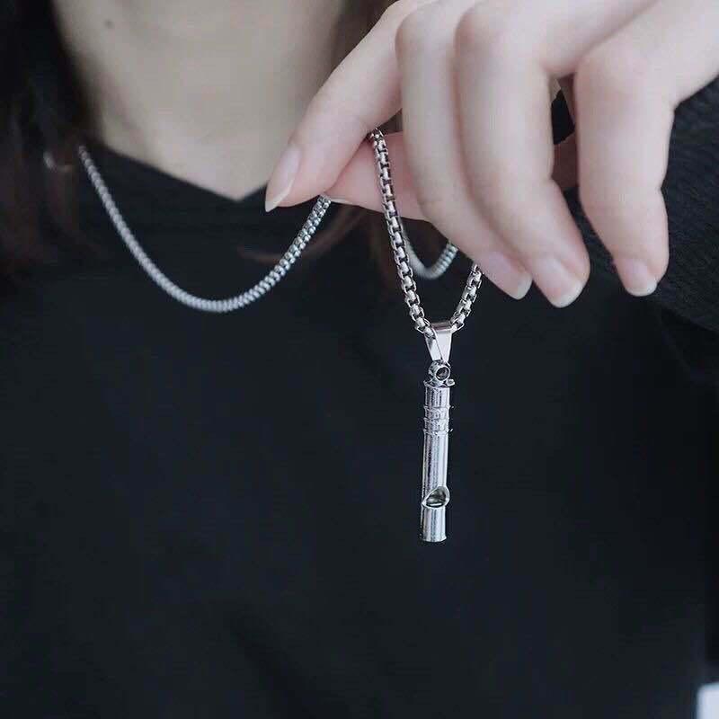 ネックレス メンズ レディース 笛 ペンダント チタン鋼 幾何学模様 個性的 真珠 パール 51cm 60cm 70cm(4)