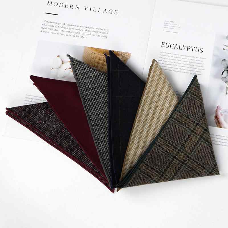 ポケットチーフ 男性用 ウール ハンカチ 格子柄 紺色 ネイビー 黒 ブラック グレー 麻 リネン 黄色 イエロー 赤 レッド ピンク ビジネス カジュアル フォーマル