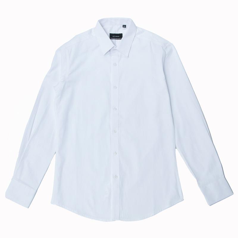 Long-Sleeve （Shape Holding） - シャツ メンズ 男性用 長袖 スクールシャツ スリム ストライプ コットン混紡 形態安定 尖襟 カッターシャツ 学生 制服 春秋