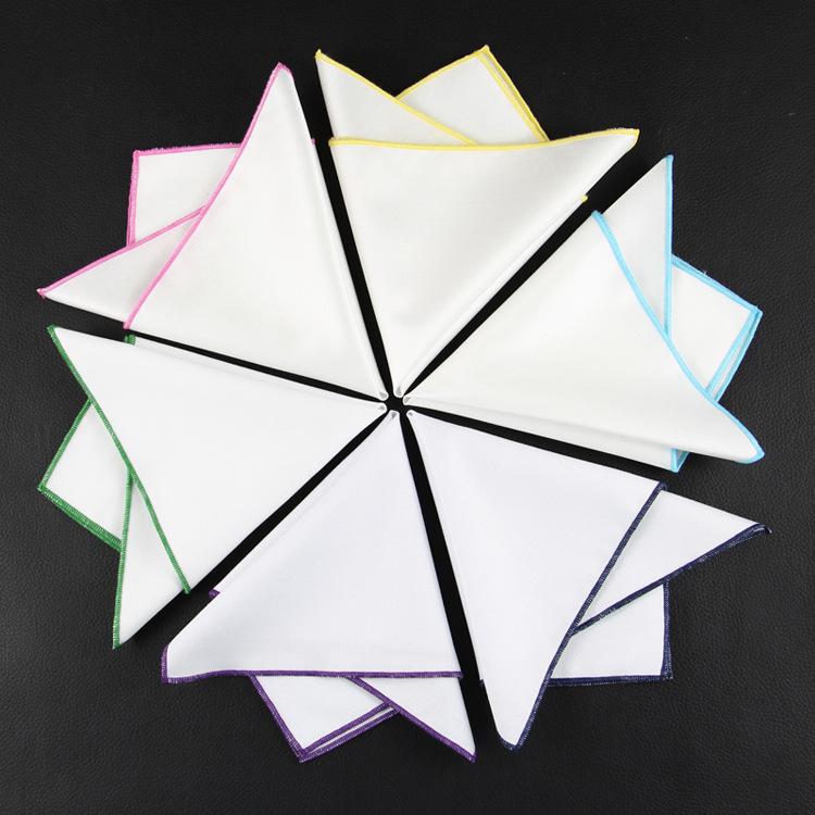 ポケットチーフ メンズ 男性用 綿 ハンカチーフ 無地 ホワイト カラー エッジ フォーマル カジュアル パーティー ビジネス